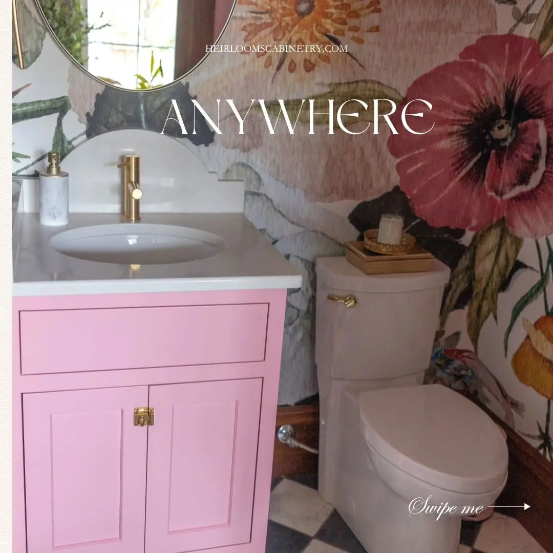 Inset vanity with vanity cabinetry by Heirlooms Custom Cabinetry