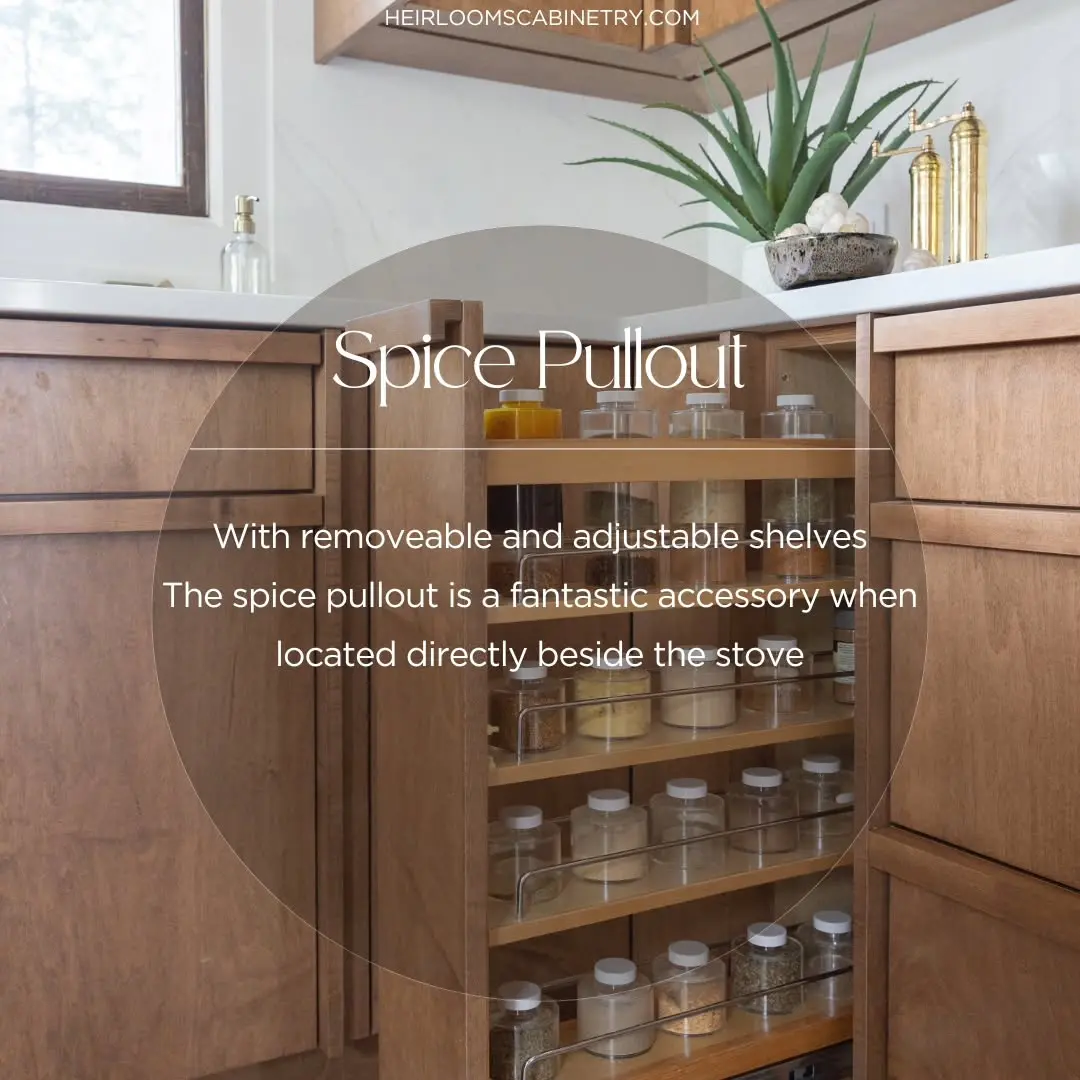 Kitchen with storage cabinetry by Heirlooms Custom Cabinetry