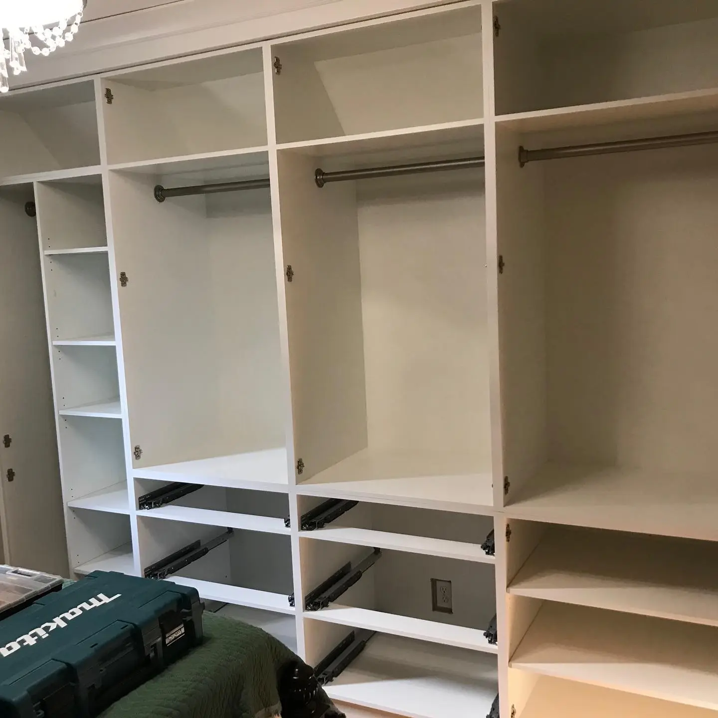 Built In with storage and open shelving cabinetry by Heirlooms Custom Cabinetry